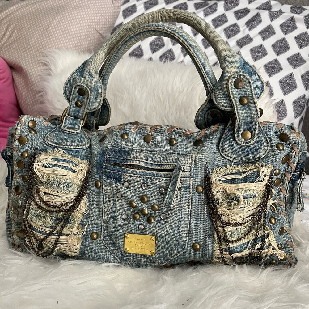 SUPER CUTE REPURPOSED Large DENIM TOTE